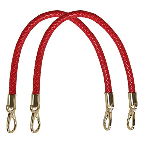 17inch / 43cm Synthetic Leather PU Shoulder Strap Replacement Handbag Purse Handle with Gold tone Buckles 2PCS(Red)