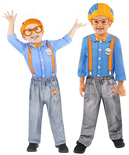 amscan 9913317 - Offiziell lizenziertes Mr. Blippi Kinderkostüm Alter: 2-3 Jahre