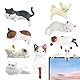 Lixstyea 8 Pcs Süße mini deko Katzenfiguren - Auto Rückspiegel Katze Deko Katzenfigur, Katzen Deko Armaturenbrett, Rückspiegel niedliche Kätzchen Figur Dekoratives