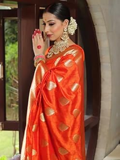 Sugathari Women's Banarasi Saree Pure Kanjivaram Silk Saree Soft new ladies 2025 Design Wear Pattu Sarees Latest Sadi Party Sari collections With Blouse Piece (San Pari-224)