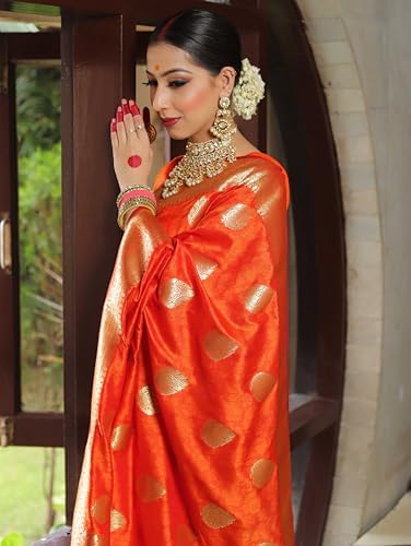 Sugathari Women's Banarasi Saree Pure Kanjivaram Silk Saree Soft new ladies 2025 Design Wear Pattu Sarees Latest Sadi Party Sari collections With Blouse Piece (San Pari-224)