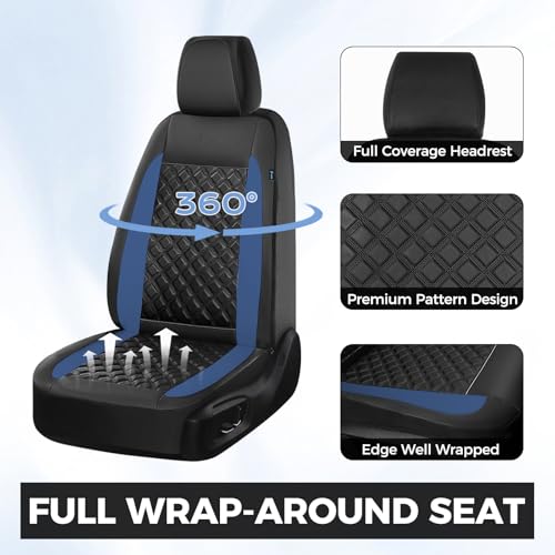 Image of FLORICH Seat Covers, Atomutive Seat Covers Full Sets, Waterproof Seat Cover for Cars, Luxury Leather Universal Seat Cover Accessories Fit for Most Cars SUV Truck Sedans(Blue)