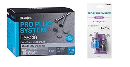 Trex Rocky Harbor Fascia Plug & Screw Kit - 9 x 1-7/8 T-20 Star Dr - 100 Pieces and Fascia Plug Tool Set