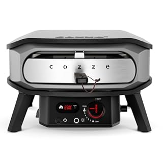 cozze® | Four à Pizza 13" PREMIUM ROTATE | Gaz 30mbar | Pierre à Pizza Incluse | Allumage Automatique | Thermomètre Intégré | Design Durable, Noir