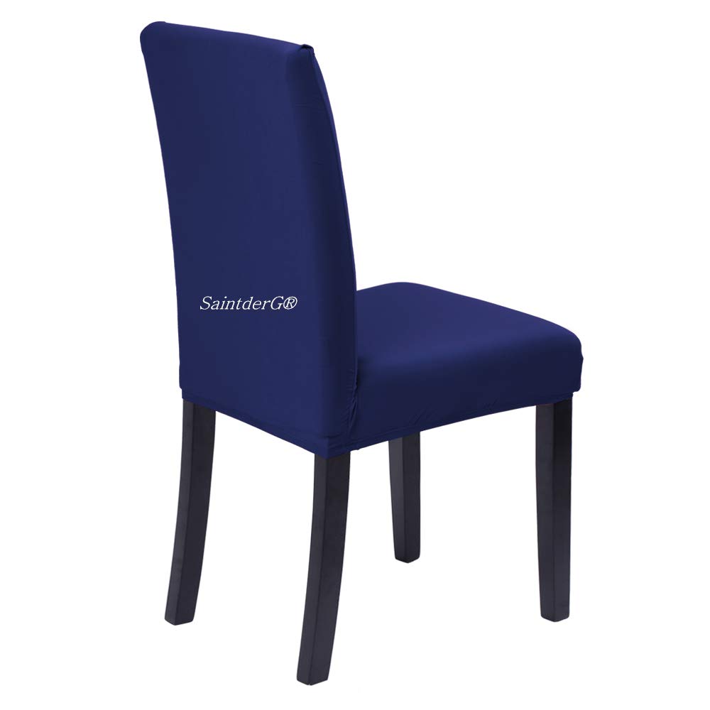 SaintderG® Coprisedie con schienale 6 pezzi, lavabile Estraibile, molto facile da pulire e resistente, coprisedile, moderna sala da pranzo, hotel, arredamento ristorante (Blu navy, 6 pezzi)