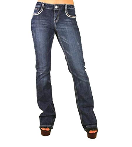 Jack David/Sweet Look Jean Classic Rhinestone Studded Denim Bootcut/Skinny Jeans Stretch3