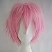 Women Mens Short Fluffy Straight Hair Wigs Anime Cosplay Party Dress Costume Shaggy Full Wig (Pink)