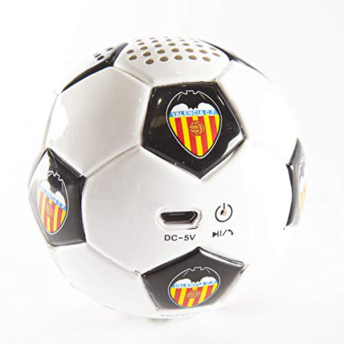 Valencia Club de Fútbol - Altavoz Bluetooth Inalámbrico y Portátil con Forma de Balón - Función Estéreo Inalámbrica - Batería de 300 mAh - Cable Micro USB Incluido - Producto Oficial