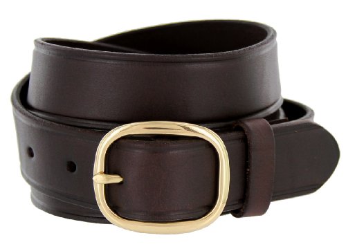 Countryman Round Buckle Full Leather Brown Work Uniform Belt 1-1/4