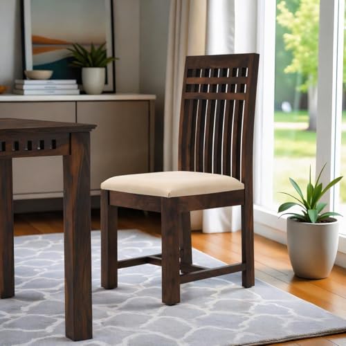 Image of UK FURNITURE Solid Sheesham Wood Dining Table Set with 6 Chairs | Wooden Dinner Table Set for Dinning Room Home & Hotel| Modern Dining Room Set | DIY (Walnut 6s, 6 Seater)