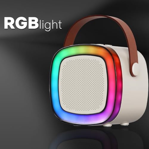 Image of Party POP LM BT1116 Bluetooth Speaker: 10W RMS Stereo Sound, Wireless Mic, 3 Voice Converters, RGB Lights, 8Hrs Music, Multi-Compatibility, Type-C Charging