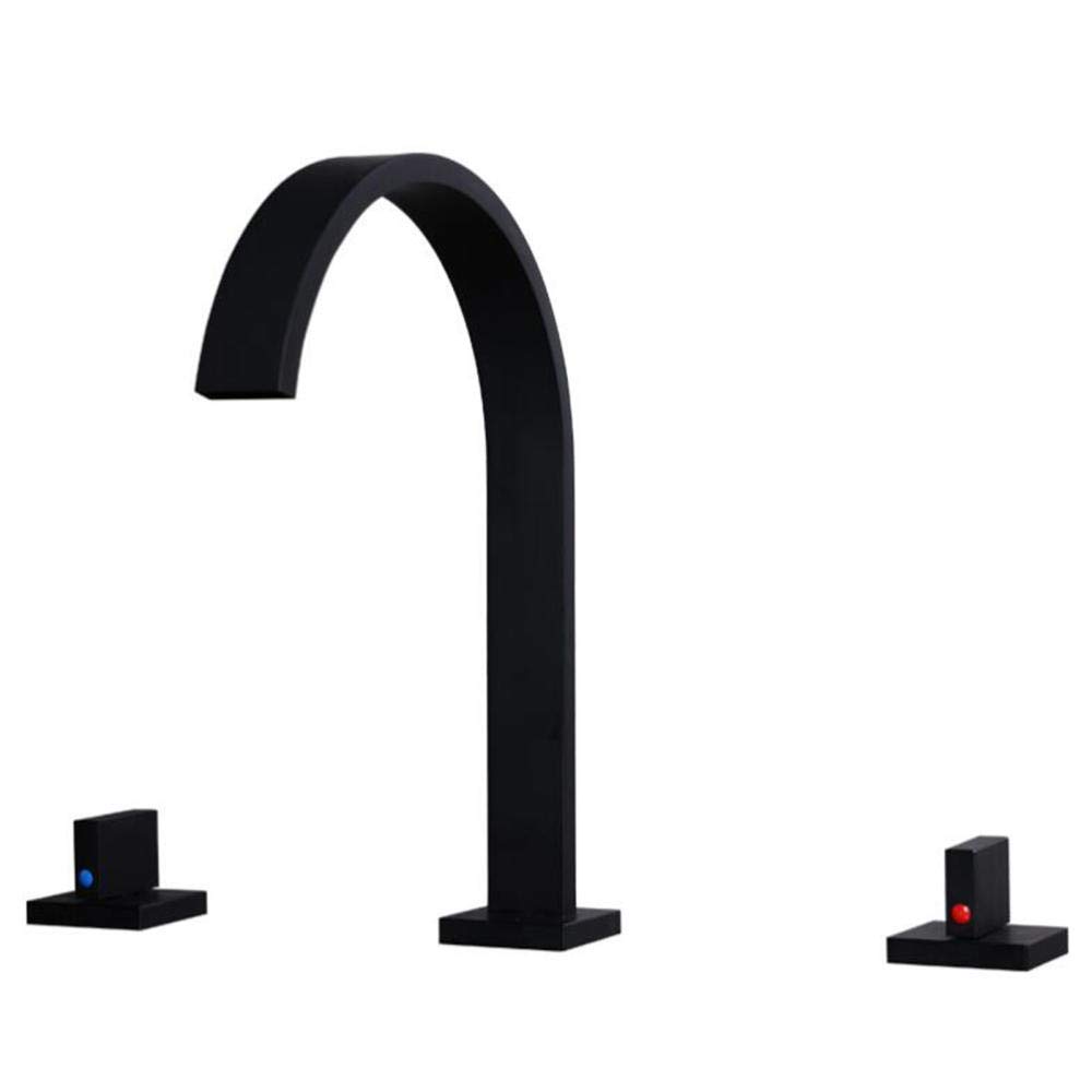 VDOQTLJT Bathroom Sink Faucet 3 Hole Brass Hot and Cold Splash-Proof for Sink-Black(Nero)