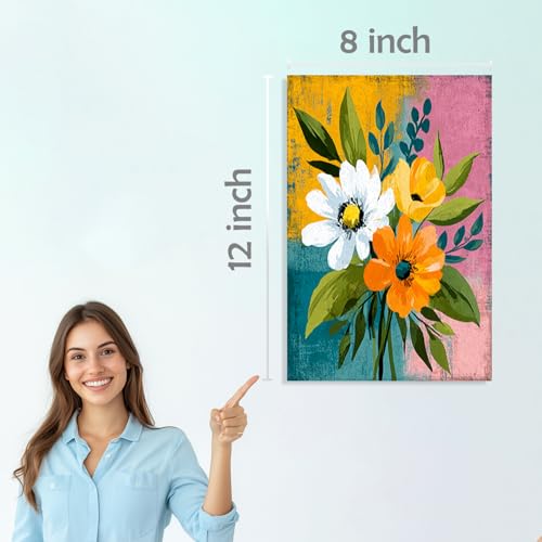 Image of SiddArtify Floral Wall Art Prints Set - Botanical Flower Poster Decor for Living Room Bedroom Office - 8x12 Sticker Pack of 6