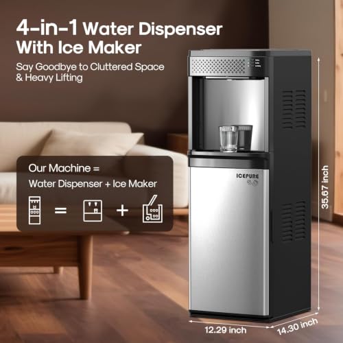 Image of ICEPURE 4-in-1 Bottom Loading Water Cooler Dispenser with Ice Maker