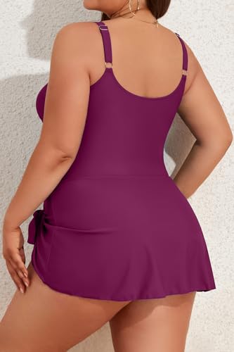 Image of Eomenie Plus Size Swimdress for Women One Piece Swimsuit Tummy Control Swim Dresses Skirt Bathing Suit
