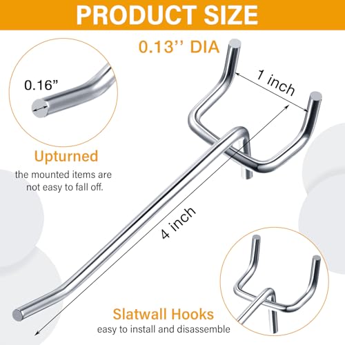 image for Shimeyao 100 Pcs Peg Board Shelving Hooks Stainless Steel Hanging Boar