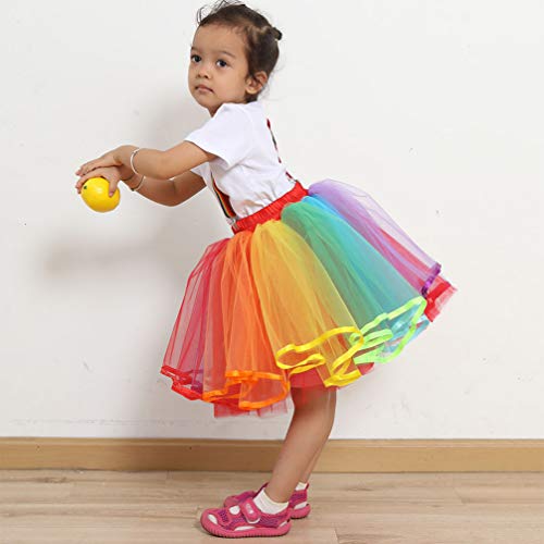 KESYOO Saia de Tutu Arco-Ãris Saia de Bolha de Balé Saia de Anágua de Tule Em Camadas