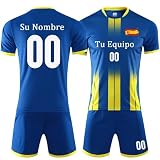 ⚽【Regalo personalizado】 Puede ser cualquier diseño, camiseta futbol para tu equipo, regalo de fútbol para tu familia o amigos que aman el fútbol. También es una gran idea escribir el nombre y el número de tus estrellas de fútbol favoritas en el kit de fútbol. Poliéster