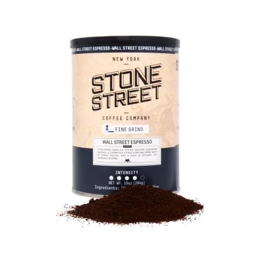 Stone Street Espresso Coffee Can, Fine Grind, Wall Street Espresso Blend, Medium Dark Roast, 100% Arabica Ground Coffee, 10-Ounce Canister