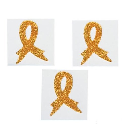 12 Gold Childhood Cancer Ribbon Awareness Tattoo Stickers