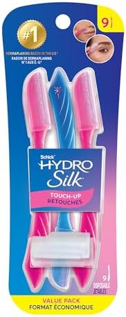 Schick Hydro Silk Touch-Up Dermaplane Razor with Precision Cover, 9ct | Dermaplaning Tool for Face, Facial Razor for Women, Eyebrow Razor, Peach Fuzz Remover