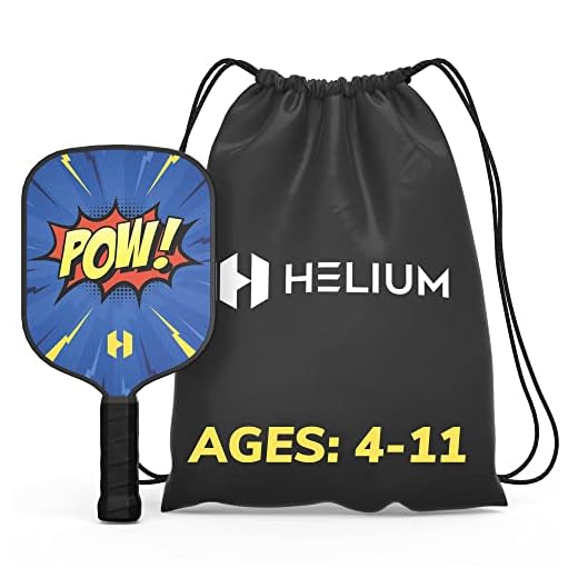 Helium Pickleball Paddle for Kids – Child Size Paddle for Children Under 12, Lightweight Honeycomb Core, Graphite Strike Face, Pickleball Paddle & Drawstring Bag - POW!