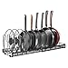 Fimghsoo Porta Coperchi Pentole Organizer per Pentole e Padelle Supporto per Pentole Organizzatore Mobile Cucina con 8 Scomparti Regolabili Altezza Regolabile… (Nero-10 Scomparti)