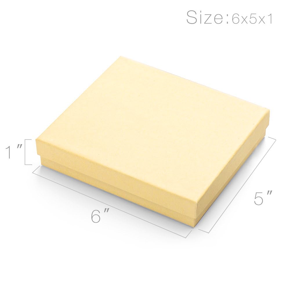 MESHA Kraft-Schmuck-Geschenkboxen mit Deckel, 15.2x12.7x2.5 cm, mit Baumwolle gefüllt, Halsketten-Geschenkbox, Armband-Geschenkbox, Ohrring-Box, Bulk-Schmuckboxen für Versand, braun, 42 Stück