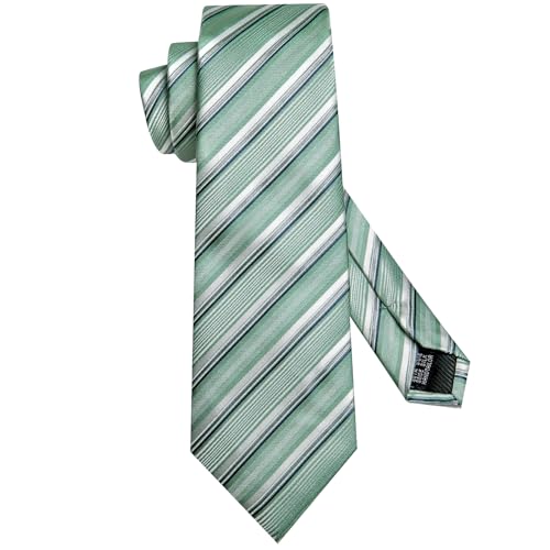 Image of Hi-Tie Men Ties Sets Silk Stripe Paisley Necktie Pocket Square Cufflinks for Business Wedding