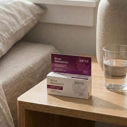 Image of Briyo Melatonin 3 mg Natural grape flavoured Chewable Tablets - Fast-Acting Quick Dissolve Night time Relaxation & Restful Sleep Support - Sleep Aid - 50 Chewables pack