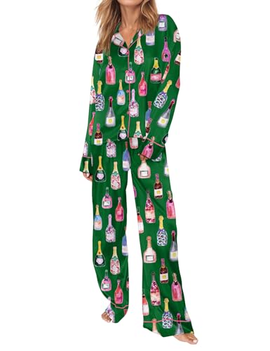 Image of SHESHOW Satin Pajamas for Women Set Long Sleeve Button Down Sleepwear 2 Piece Nightwear Women Pjs Sets Size XS-XXL