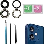 2 Pcs/Set 12 Sapphire Rear Back Camera Glass Lens Replacement for iPhone 12 for iPhone 12 Mini with Pre-Installed Adhesive and Repair Tool kit Set