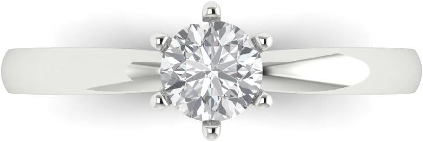 Clara Pucci Yellow/Rose/White 14k Gold Solitaire Statement anniversary Engagement Promise Ring - 0.5Ct Round Cut Simulated Diamond