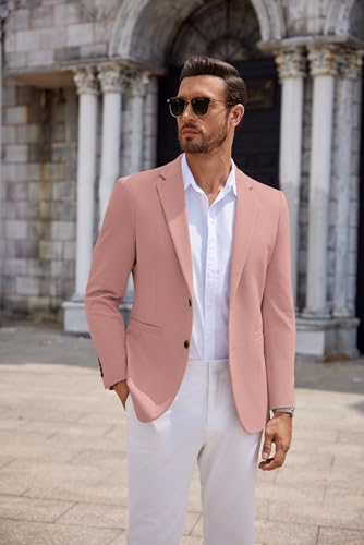 Image of COOFANDY Men's Casual Knit Blazer Two Button Lightweight Sport Coats Suit Jacket