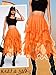 Kaei&Shi Long Tulle Skirt,High Waisted Asymmetrical Ruffle Skirts for Women,Renaissance Fairy Costume Concert Birthday Party Orange One Size
