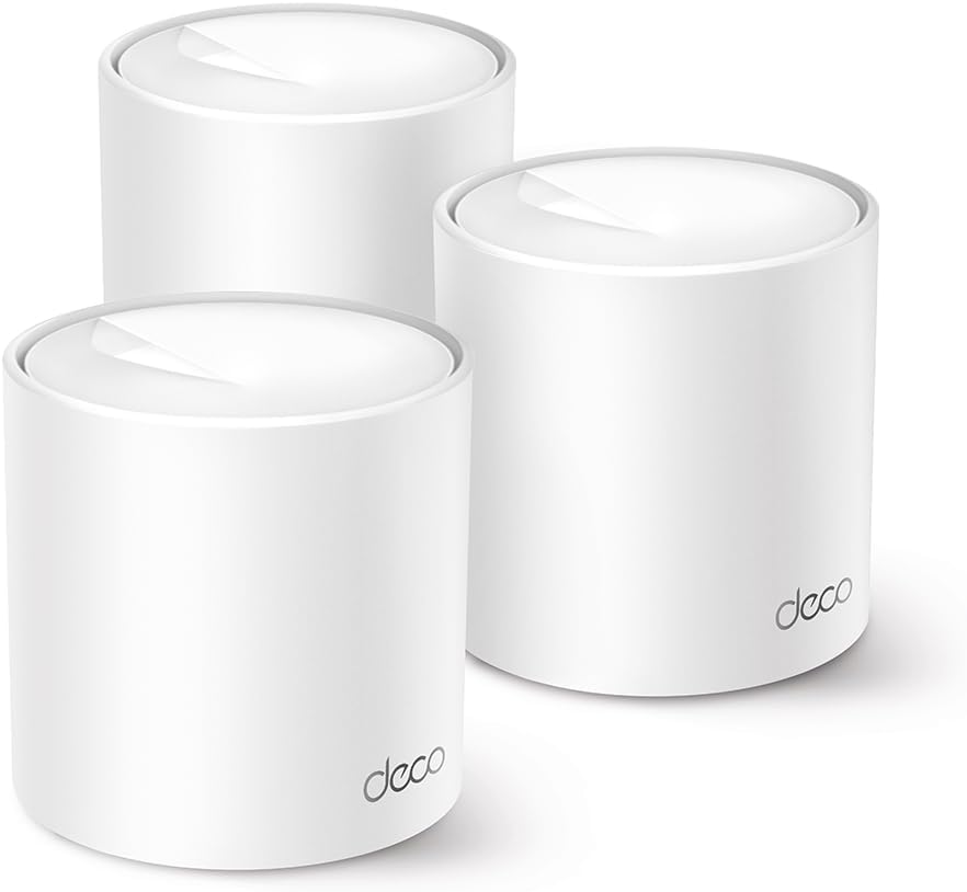 TP-Link Deco X1500 Mesh WLAN Set (3 Pack), Wi-Fi 6 AX1500 Dual Band Router & Repeater, 2X Gigabit Ports für Jede Einheit, für Häuser mit 4-5 Schlafzimmern, Umfassender Jugendschutz, WPA3