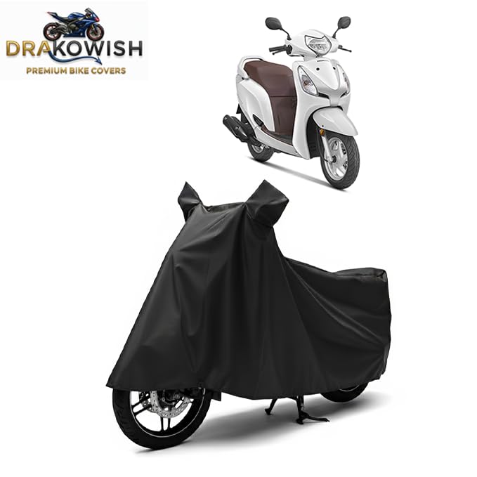 Image of DRAKOWISH Water Resistant Scooty Cover for Honda Aviator | All Weather Protection from Rain, Dust, UV Rays & Scratches with Mirror Pockets & Buckle Belt | Aviator Scooty Cover