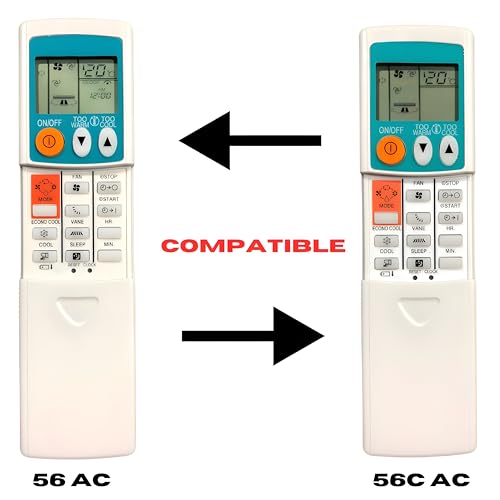 Image of Upix AC Remote No. 56C (No Backlight), Compatible /Replacement for Mitsubishi AC Remote Control (Exactly Same Remote Will Only Work)