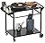 Koutemie Outdoor Grill Cart Table with 4 Wheels for Blackstone 17" or 22", Movable BBQ Food Prep Table Top, Double-Shelf Metal Pizza Oven Worktable with Spice Tray for Patio, Backyard, Black