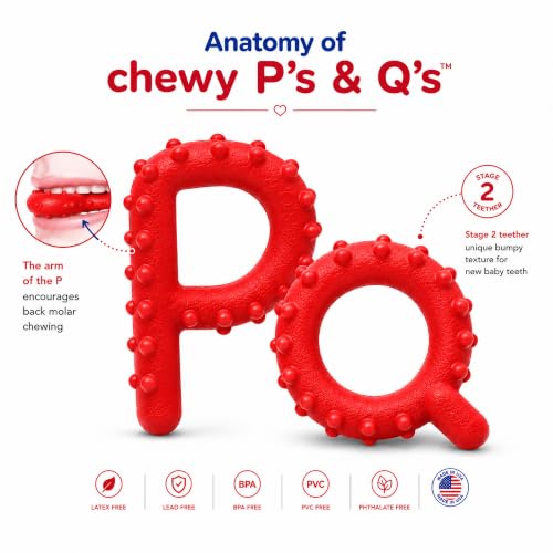 Image of Chewy Tubes P & Q Oral Motor Chew Tool for Teething & Sensory (Red) | Safe & non-toxic, designed for extended chewing without breaking down or splintering