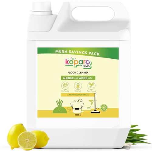 Image of Koparo Natural Floor Cleaning Liquid | 3 Litre | Disinfectant Surface | Plant-Based Non-Toxic Germ Kill Formula | Lime and Lemongrass Freshness | Safer Than Phenyl | Kids Safe & Pet Friendly