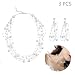 Produktbild Daimay 3 Stück Hochzeit Halskette Ohrringe Set Elfenbein Farbe Simulierte Perle Lange Quaste Baumeln Ohrhänger Halsband Lätzchen Ketten Schmuck Choker Aussage  Silber und Weiß
