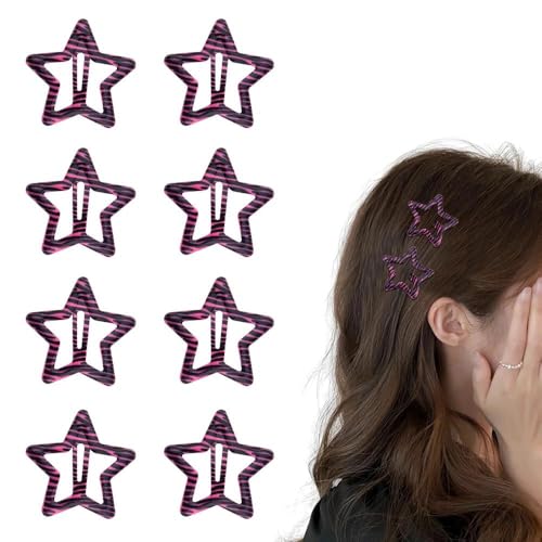 Pinzas para el cabello en forma de estrella con estampado cebra para mujeres y niñas, 8 unidades, antideslizantes, estilo Y2K miniatura 1
