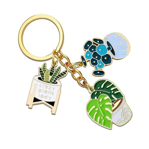 Meimimix Cute Fashion Keychain Ladies Succulent Potted Succulent Shaped Keychain Golden Car Keychain Jewelry for Friends