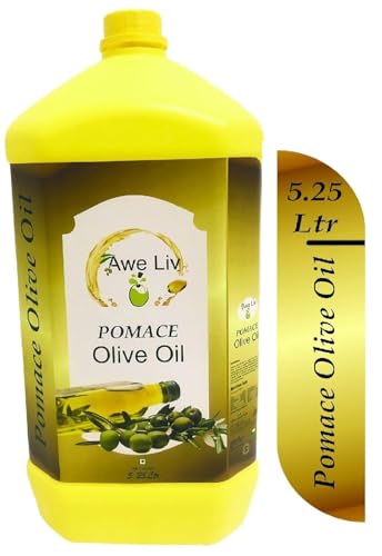 Image of AweLiv POMACE Extra Virgin Olive Oil- 100% Natural and Cold Extracted-Perfect for Salad, Paratha, Marinade - Imported from Spain- 250ml Bottle - 5 Ltr TIN Pack Of 2