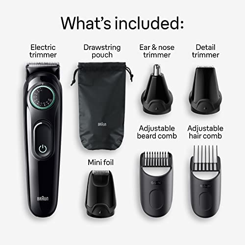 Braun All-In-One Style Kit Series 3 3470, 7-In-1 Trimmer For Men With Beard Trimmer, Ear & Nose Trimmer, Hair Clippers & More, Ultra-Sharp Blade, 40 Length Settings, Washable #TOP1