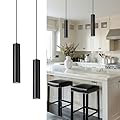 Cargifak Black Pendant Light Fixture, Modern Hanging Light for Kitchen Island Dining Room Bedroom (2 Pack), PL4830-1P-BK-2PK