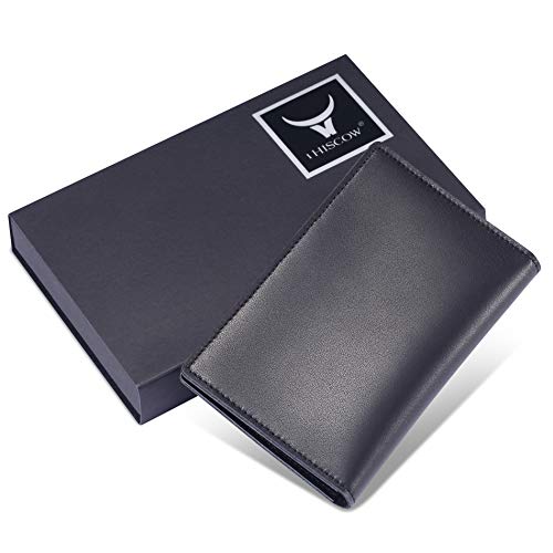Hiscow Minimalist Thin Bifold Card Holder - Italian Calfskin #TOP6