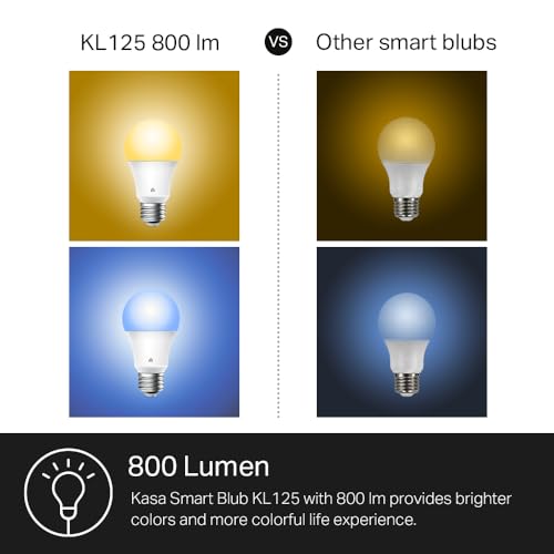 New Kasa Smart Bulb, Full Color Changing Dimmable Smart WiFi Light Bulb Compatible with Alexa and Google Home, A19, 9W 800 Lumens,2.4Ghz only, No Hub Required, 1-Pack (KL125), Multicolor by Kasa Smart - Image 3