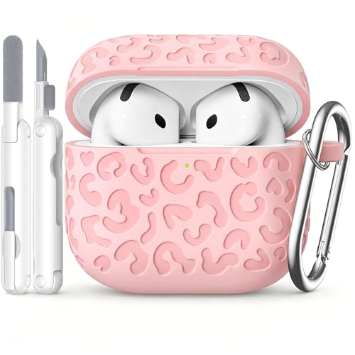 Coque AirPods 4 rose avec kit de nettoyage, idée cadeau mignon et utile